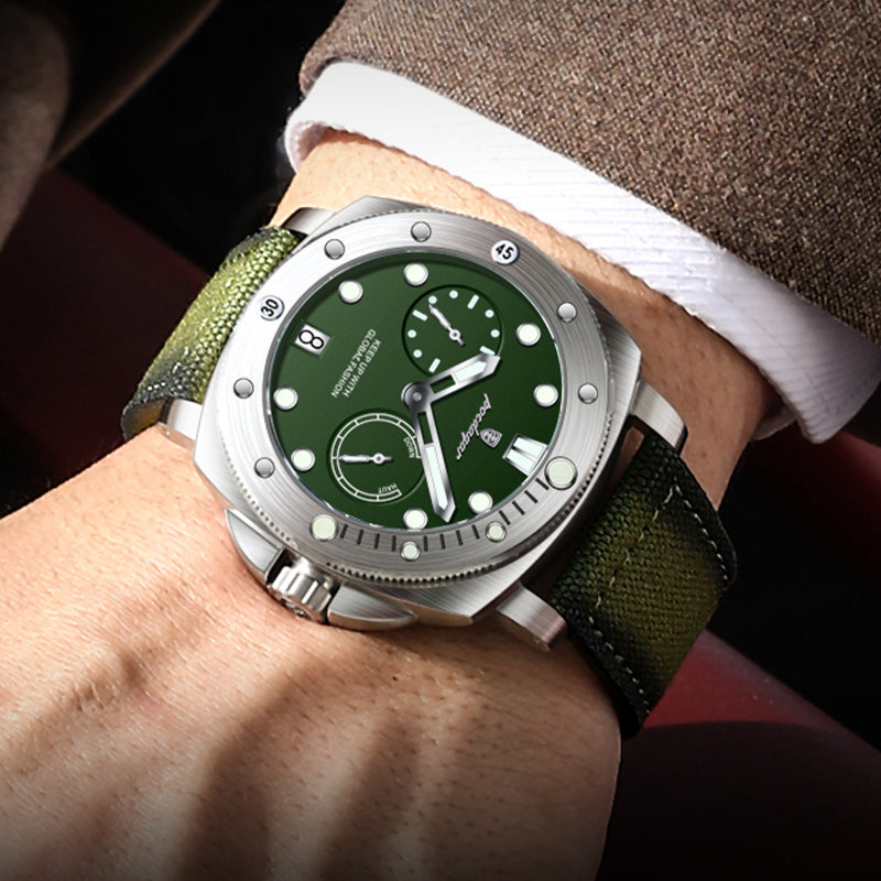 POEDAGAR Men's Nylon Strap Watch - Waterproof Up to 3ATM, Quartz Movement, Dial with Hands, Multi-Functional Sports Watch for Casual & Formal Wear