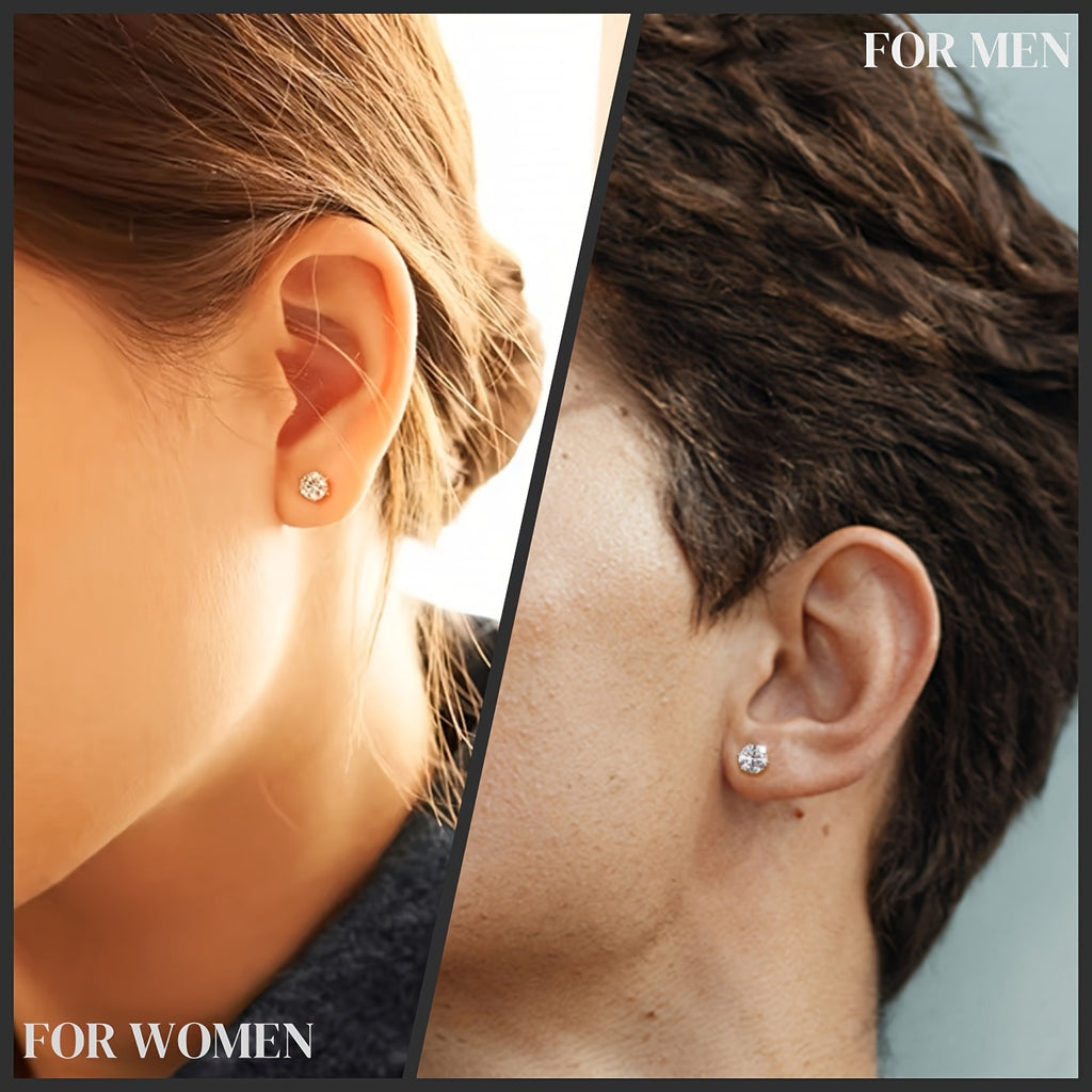 Exquisite Moissanite Stud Earrings, D Color VVS, Brilliant Round Cut, S925 Sterling Silver, Perfect Jewelry Gift For Birthday, Christmas, Valentine'S Day, With Velvet Pouch, Silvery Polishing Cloth & Ear Backs. Total Weight Of The Product (4.25g)