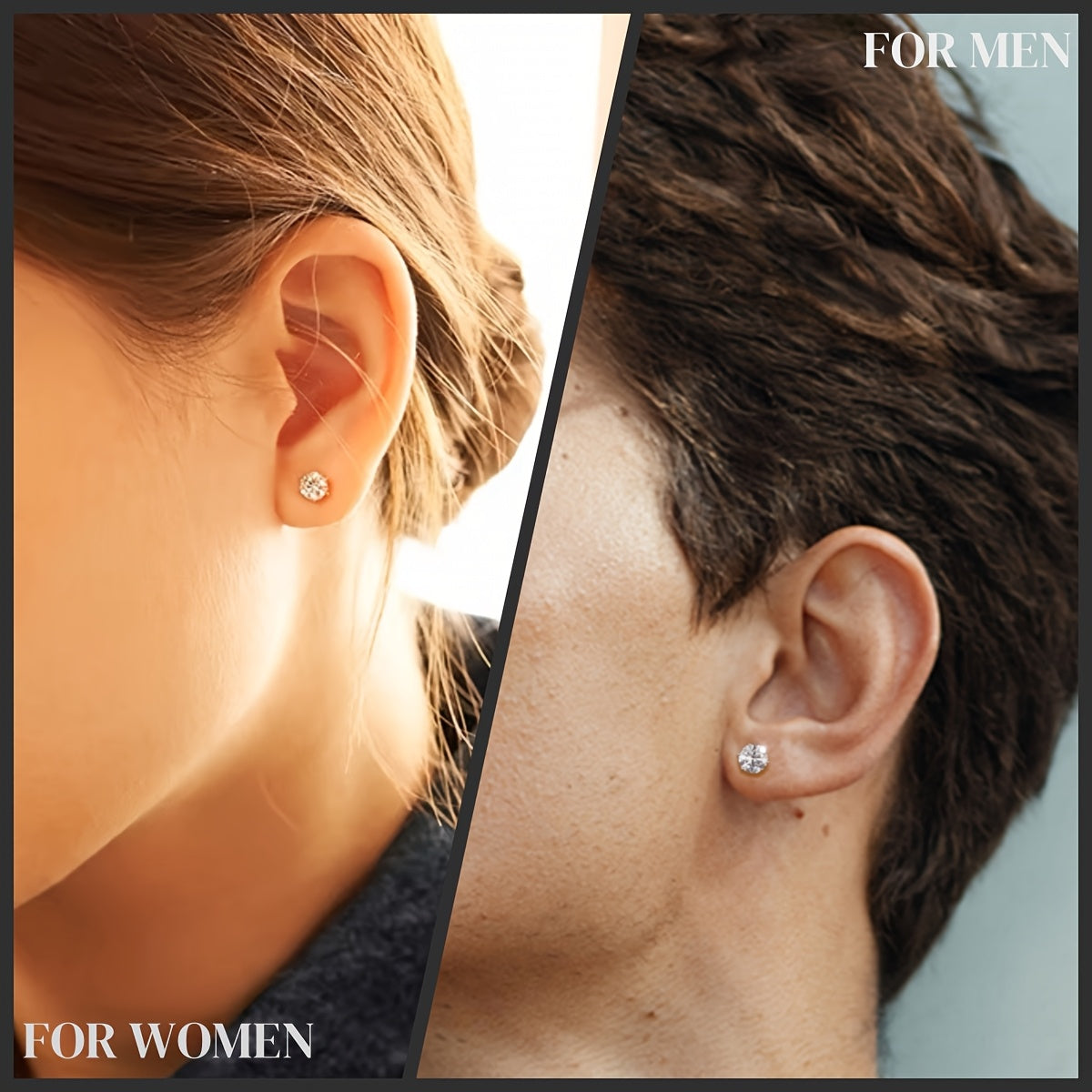 Exquisite Moissanite Stud Earrings, D Color VVS, Brilliant Round Cut, S925 Sterling Silver, Perfect Jewelry Gift For Birthday, Christmas, Valentine'S Day, With Velvet Pouch, Silvery Polishing Cloth & Ear Backs. Total Weight Of The Product (4.25g)