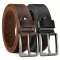 2pcs Men's Genuine Leather Belts with Alloy Pin Buckle - Stylish and Durable, Perfect for Casual Attire, Easter, Father's Day, and Daily Wear, Casual Wear Belts|Stylish Casual Belts|Durable Leather Belts, Belt Sets