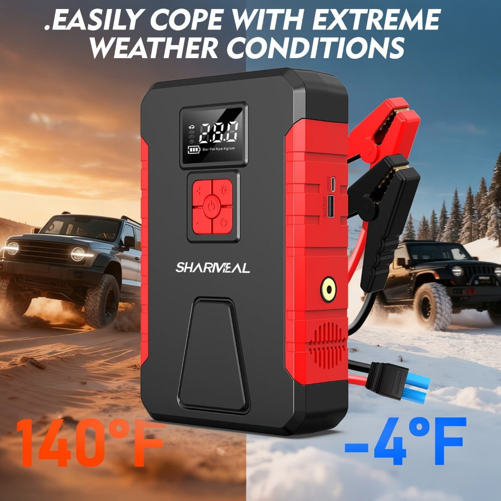 [Portable Jump Starter] 15000A-19000A Peak 350PSI 12V 17-in-1 Portable Jump Starter with Air Compressor Jump Starter, Car Battery Charger, Car Jump Starter with Air Compressor, Jump Starter Para, Car Accessories Tools, LED Light, Battery Charger, Cart Bat