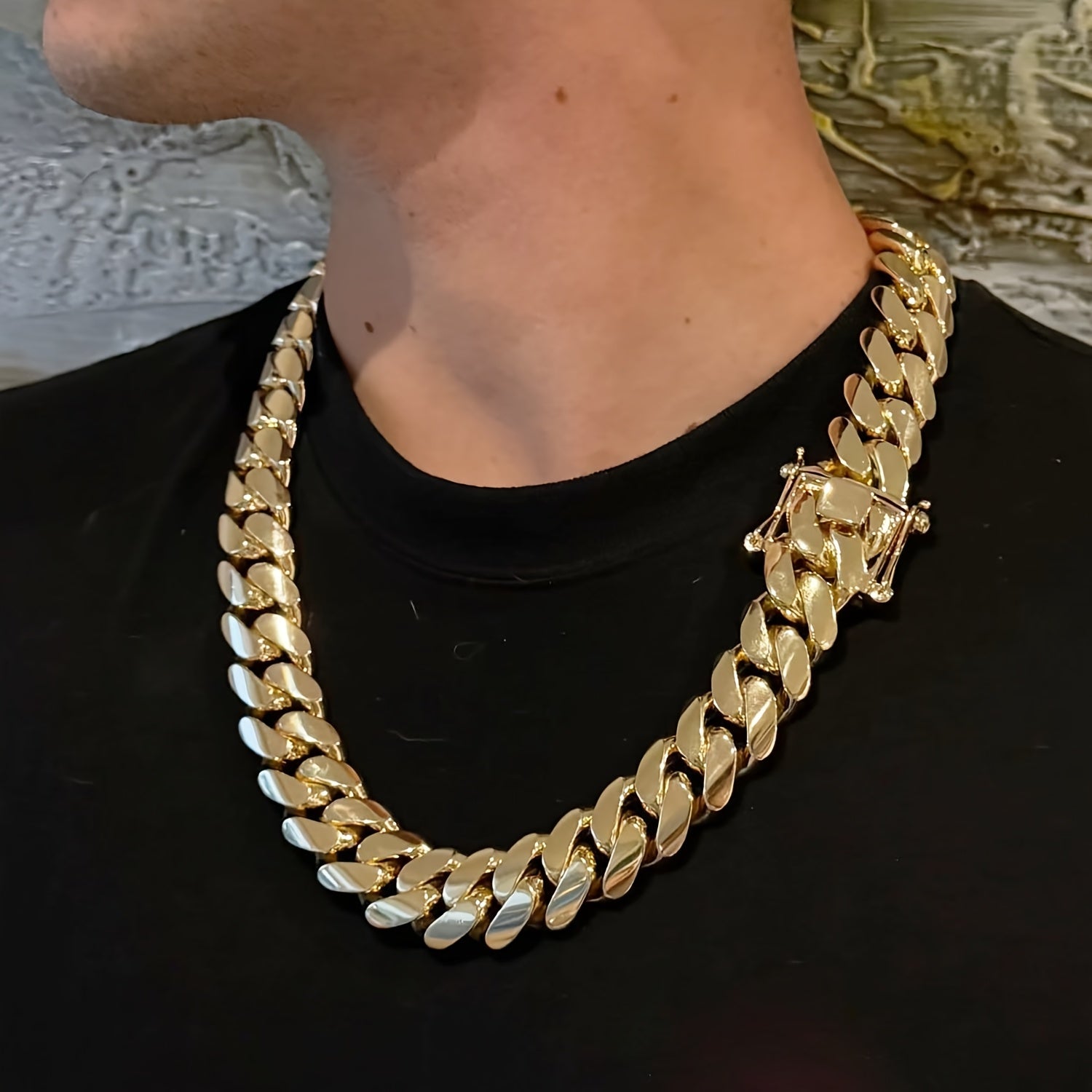 Men's Heavy-Duty Chain Necklace - 18K Gold Plated Golden-Plated Cuban Chain Necklace, 316L Stainless Steel, Hypoallergenic, Water-, Durable And High-Quality, Perfect for Various Parties, Christmas And Halloween Gifts