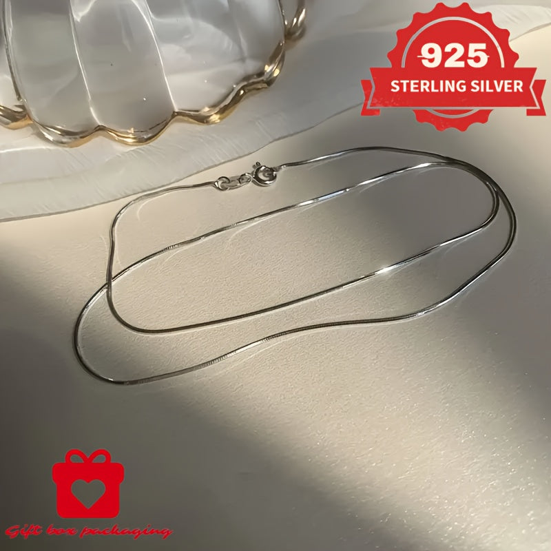 1mm Handmade Necklace, 925 Sterling Silvery Fashion Round Snake Chain Necklace, Unisex, Available In Sizes, Mother's Day, Daily Gift for Him/Her/Girlfriend, Comes In A Beautiful Gift Box, TotalWeight Of The Product(Silvery Gram Weight 6.24g)