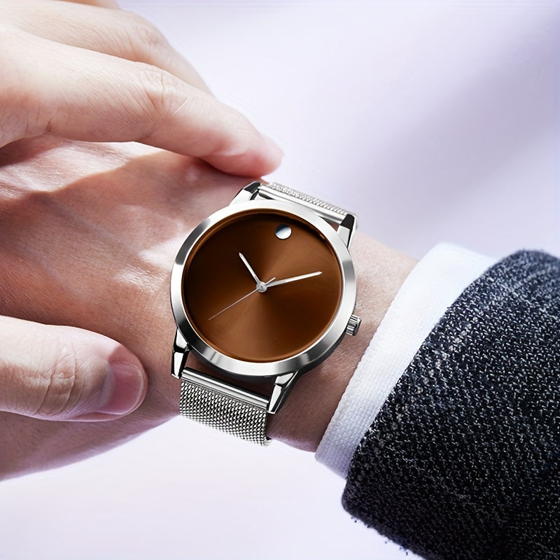 Mens Fashion Stainless Steel Band Watches Casual Simple Watches for Men, the Best Choice for Gifts