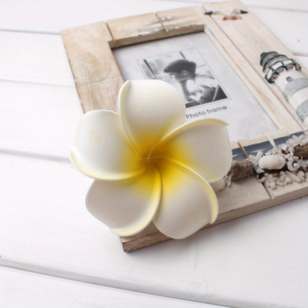 36-Pack Tropical Plumeria Hair Clips - Plastic Frangipani Flower Barrettes for Luau, Beach Parties, Hawaiian Themed Weddings, No Electricity Required