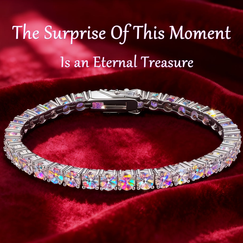 Tennis Bracelet, 925 Silver, 5Mm, Moissanite. Exquisite Jewelry Gift, Suitable For Banquets, Hip-Hop, Couple Style, Mother'S Day, Wedding Gift, Anniversary Gift, Christmas Birthday Gift.Total Weight Of The Product (0.65 oz)