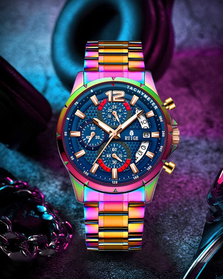 RUIGE Trendy And Fashionable Quartz Women's Watch, Date Display with Fashionable Night Light Function, Trendy And Cool Design Appearance, Vibrant And Colorful Colors for Women's Party Gifts N3-3