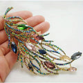 Famous Brand Design Luxurious  Design Long Feather Brooch Pin Multi-color Rhinestone Woman Jewelry Gifts for