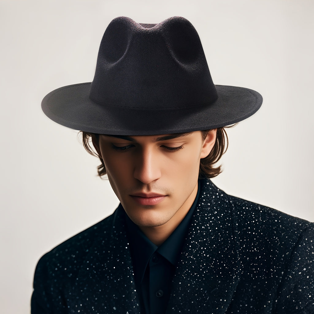Men's Women's Two Tone Wide Brim Fedora Hat Trilby Panama Jazz Cap