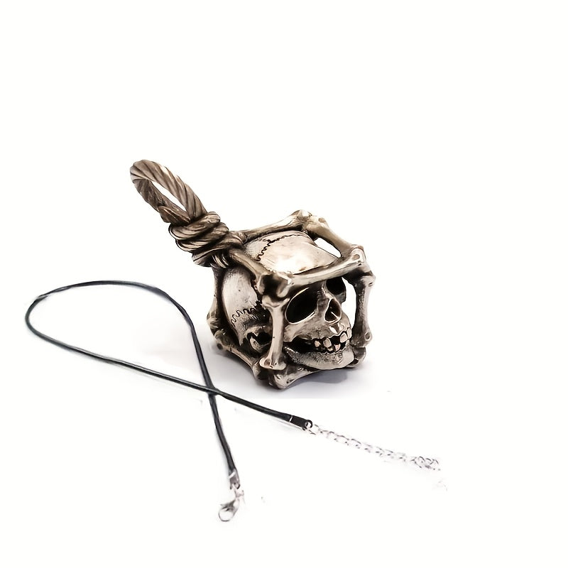 Imprisoned Skull Pendant Fashionable  Necklace Couple Neck Chain Fashionable Pendant Dark Hip Hop Men's Necklace Key Pendant