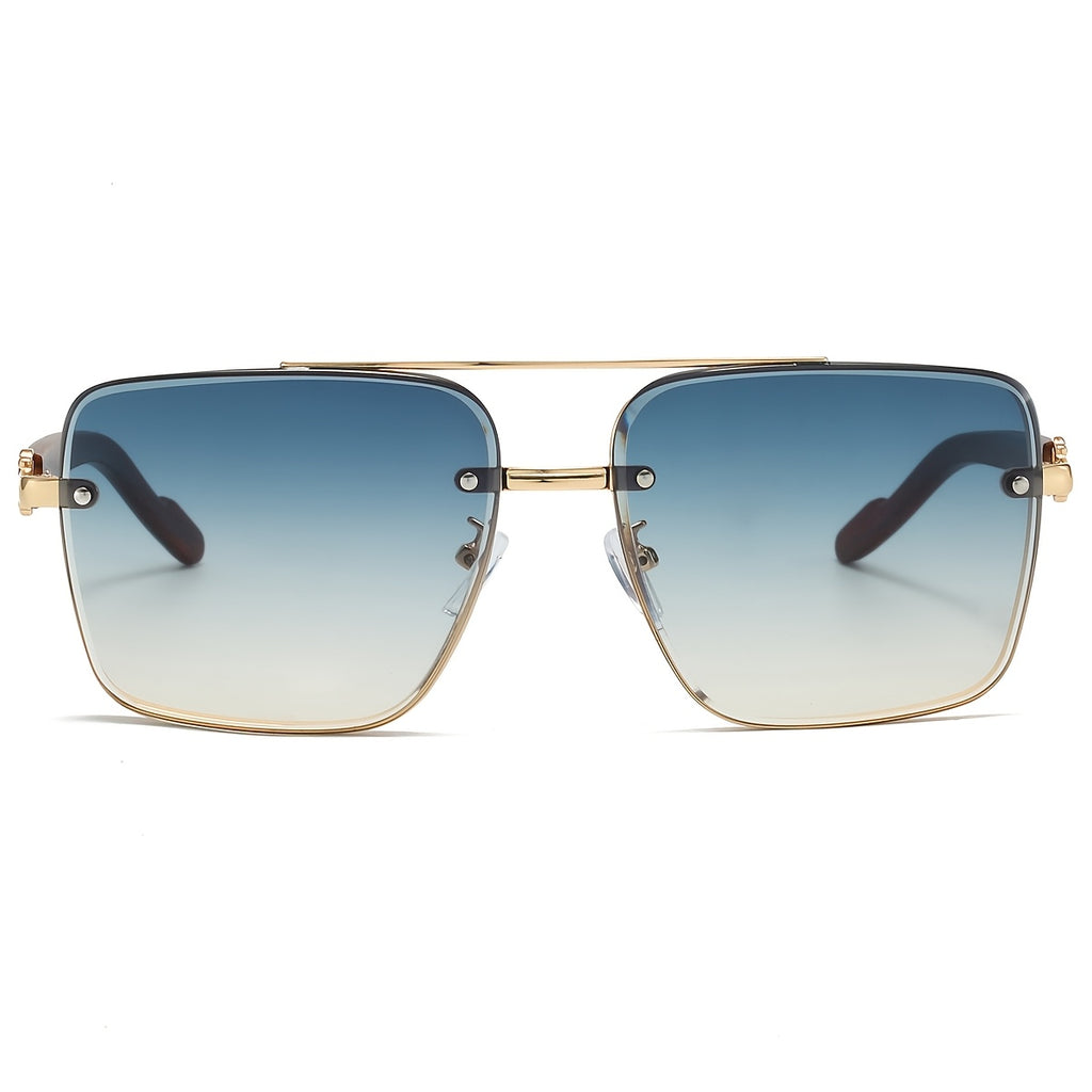 Unisex Square -Bridge Sunglasses - Premium Woodgrain UV400 AC Lenses with Lightweight PC Frame - Luxe Retro Style for Driving/Travel/Street Style - Includes Protection Case, Versatile for All Occasions