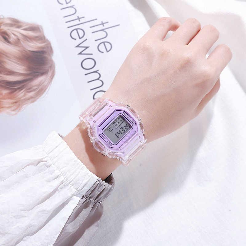 Transparent Square Digital Watch Compatible for & - Retro Clear Case Multi-Function LED Smartwatch with Movement, Square Face & Strap - Trendy Wristwatch for Daily Use, Sports, Casual & Professional -