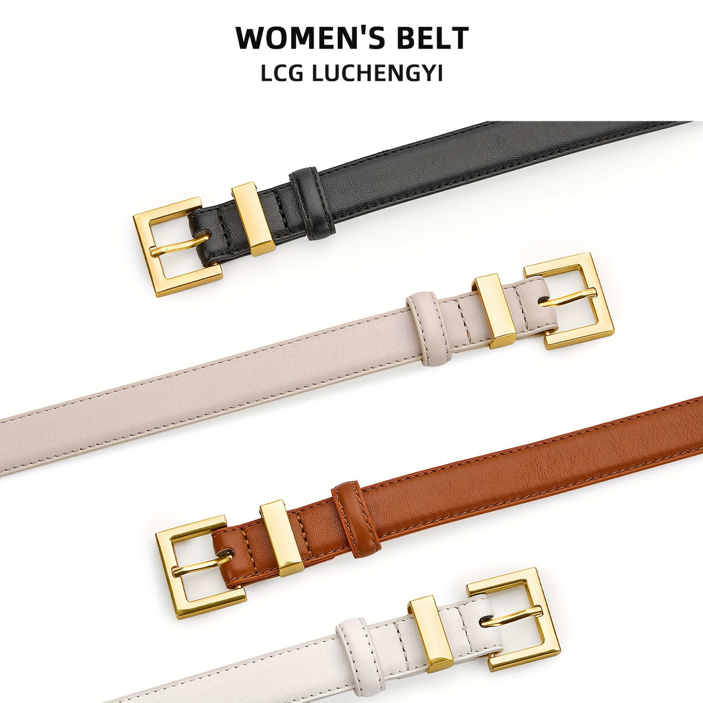 Women's Belt with Square Buckle - Casual & Dress Belt Suitable for Jeans Pants Dresses, Wedding,, Daily Wear - Hand Washable Belt with Buckle for Jeans & Dress Outfits