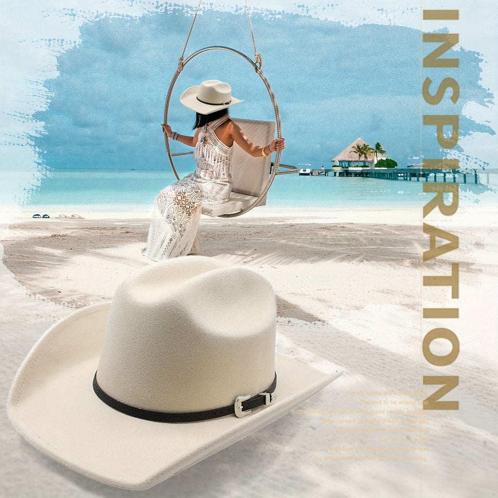 [Western Cowboy Hat] Men's Women's Western Cowboy Cowgirl Fedora Hat Felt Wide Brim Classic Outdoor Cap