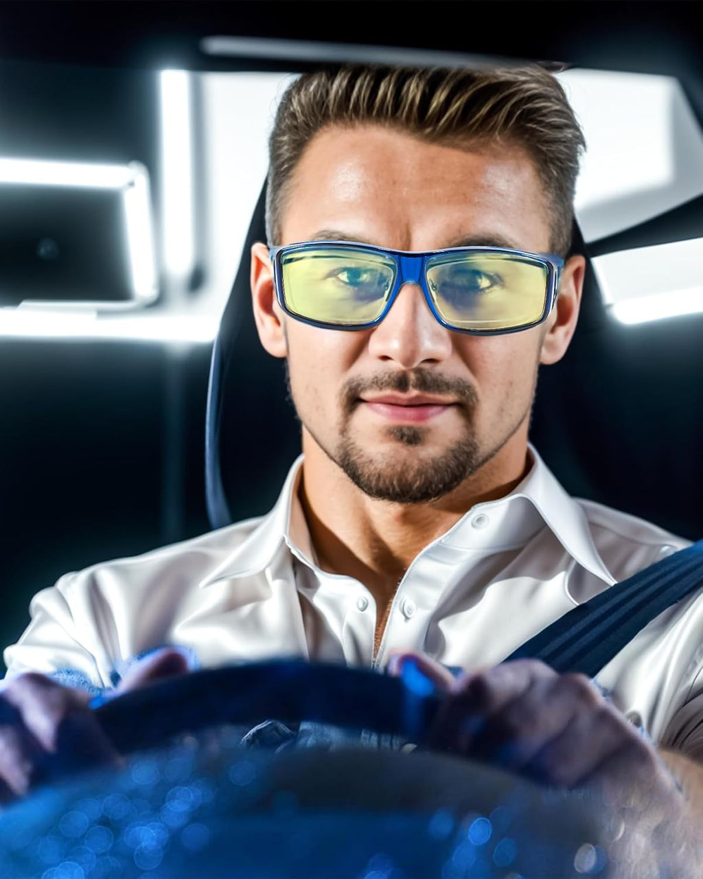 Night Vision Driving Glasses Fit Over Glasses for Men Women, Anti Glare Yellow Nighttime Glasses