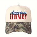 American HONEY Monogram Embroidery Truck Driver Hat Color-Matching Baseball Cap Unisex Adjustable Travel Essential