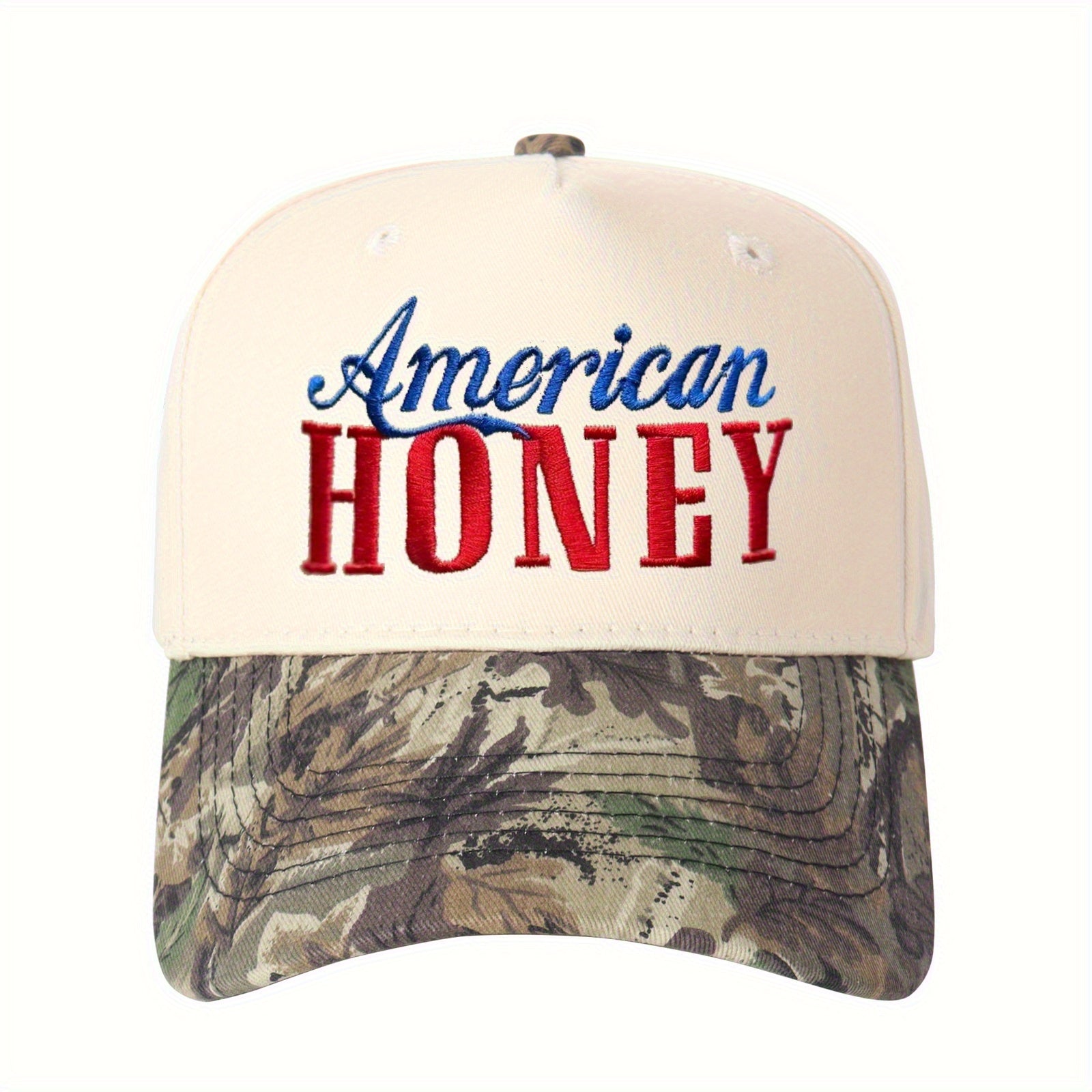American HONEY Monogram Embroidery Truck Driver Hat Color-Matching Baseball Cap Unisex Adjustable Travel Essential
