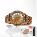 Men's Wood Quartz Watch Fashion Transparent Hollow Watch Timepieces Wooden Wrist Watches for Men