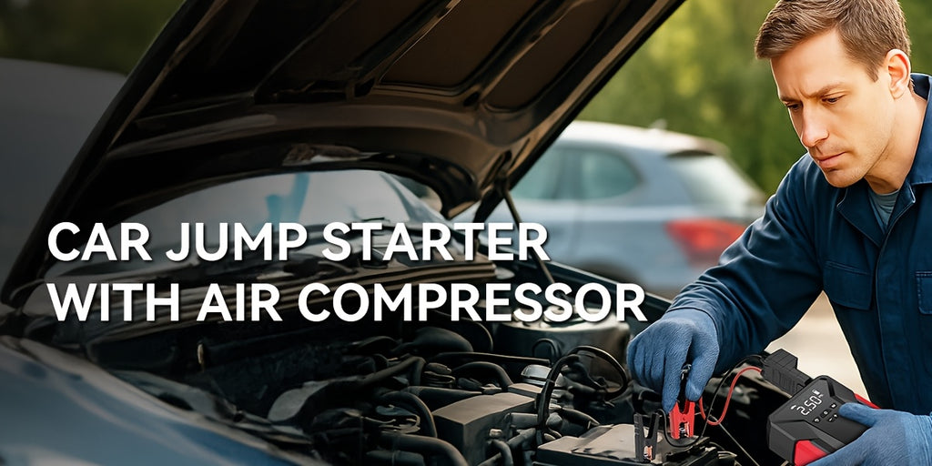 7000 A Jump Starter with Air Compressor & 7000A Jump Starter, Portable Car Battery Jump Starter (2.38gal Gas/2.25gal Diesel), 12V Battery Charger Booster, 150PSI Auto-Shutoff Tire Inflator, Portable Jumper Cables, LED Light, High-Capacity Power Bank