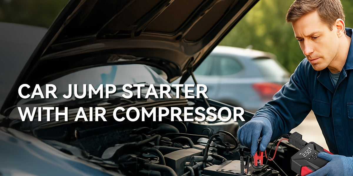 7000 A Jump Starter with Air Compressor & 7000A Jump Starter, Portable Car Battery Jump Starter (2.38gal Gas/2.25gal Diesel), 12V Battery Charger Booster, 150PSI Auto-Shutoff Tire Inflator, Portable Jumper Cables, LED Light, High-Capacity Power Bank