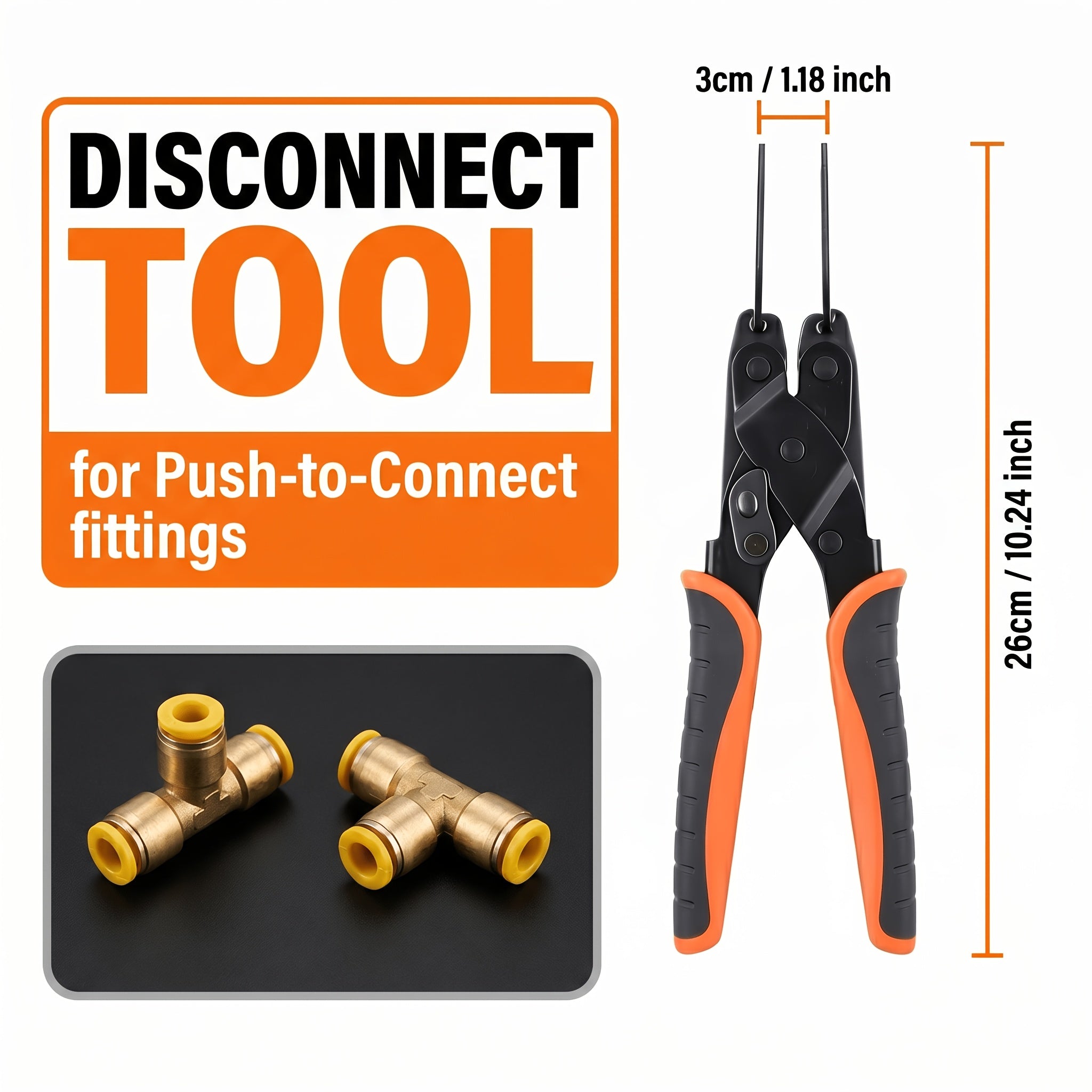 [Pipe Disconnect Tool] Quick Connect Pipe Disconnect Tool Push to Connect Disassembly Pliers Carbon Steel with Ergonomic Non Slip Handle Compact And Compatible with PEX PVC And Copper Pipes Works with 1/2 Inch 3/4 Inch And 1 Inch Fittings for Easy Install