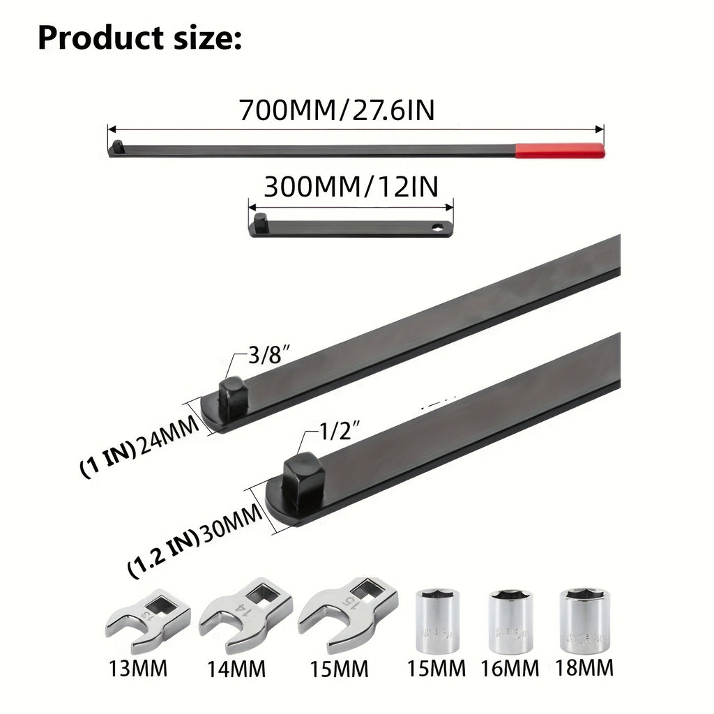 8pcs Professional Automotive Serpentine Belt Tool Set, Universal 3/8" 1/2" Drive Serpentine Belt Adjust Tightener Wrench Tool Set, Idler Pulley Adjuster Wrench, Easy To Install, Automotive Belt Removal And Installation Kit For Car Engine Repair