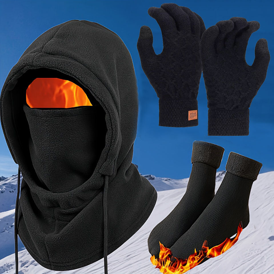A complete set of winter hats, headwear, scarves, gloves and thermal socks | Outdoor skiing / cycling / daily commuting | Outdoor enthusiasts | Hat category | Winter warm headgear, outdoor windproof hats, full-face cold-proof hats