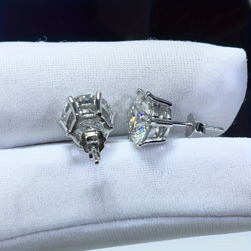 [Christmas Gifts] 0.5-3 Ct Moissanite Stud Earrings, 925 Sterling Silver, High Quality Christmas Gifts, Total Weight of The Product (1.39G)