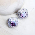 Set of 5 Exquisite And Dazzling Geometric Purple Cubic Zirconia Jewelry Including a Necklace, Bracelet, Ring, And Earrings, Perfect for Valentine'S Day, Weddings, And Gifts For, Presented in a Premium Jewelry Box
