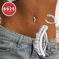 One Women's Navel Piercing Lip Ring, S925 Silver, Inlaid with Synthetic Synthetic Zirconia, Colorful Sparkling and Elegant, Suitable for Matching with Clothes and Wearing at Banquets, Suitable as a Gift for Women