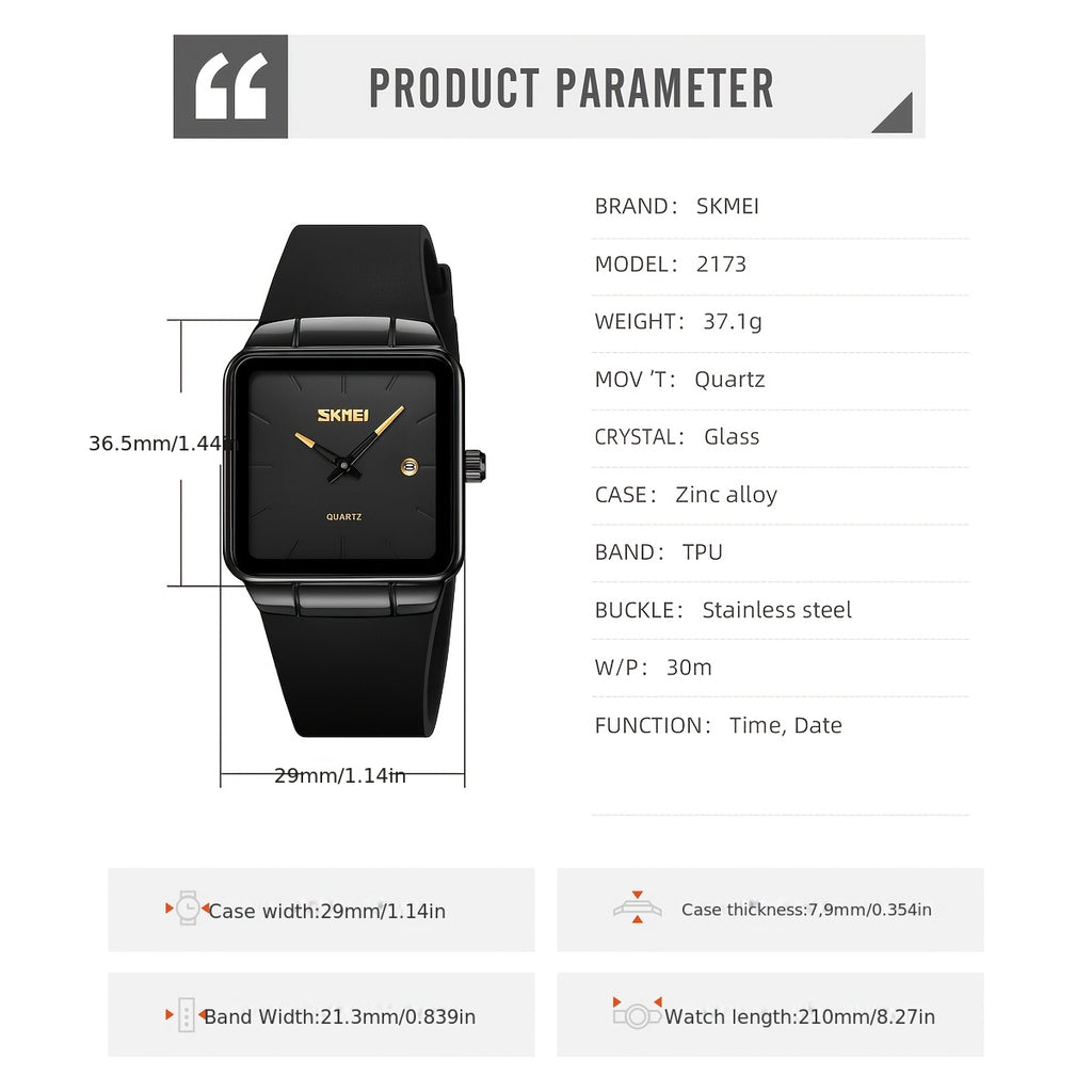 The SKMEI Ladies' Quartz Watch Is Chic, Fashionable, And Sophisticated, Featuring a Sleek And Elegant Square Design with Quartz Movement. It'S Easy, Minimalist, And Subtle, Making It Ideal for Daily Use