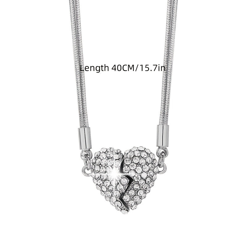 Elegant S925 Sterling Silvery Luxurious Low Allergenic Three-layer Heart-shaped Inlaid Necklace - An Elegant Classic Women's Jewelry, Perfect for Valentine's Day, Daily Wear, And Occasions