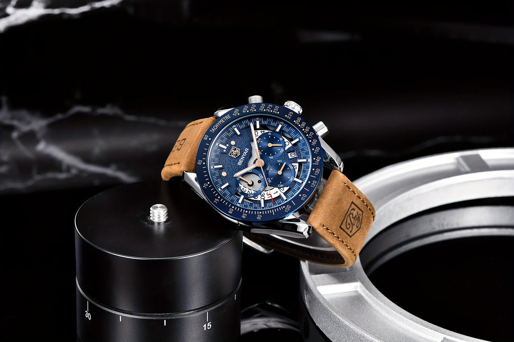 [BENYAR Luminous Chronograph Watch] BENYAR Analog Quartz Chronograph Luminous Watch - Big Face Mens Business Work Sport Casual Fashion Designer Dress Wrist Watch - Elegant Gift For Men