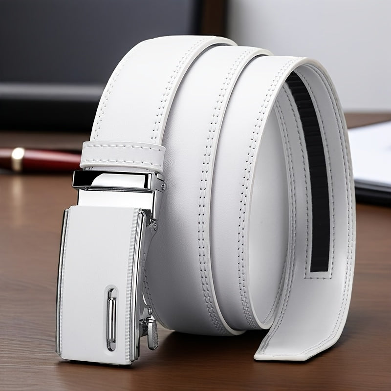 A White Ratchet Belt for Men, Ideal for Jeans, Essential for Professionals, Great for Gifting, an Excellent Choice for Presents