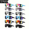 12/6 Pairs Of Men's And Women's Fashionable Sports Glasses - Lightweight PC Frame, UV Resistant, Durable, Anti Glare, High-definition Lenses - Suitable for Activities And Driving, Glasses Accessories