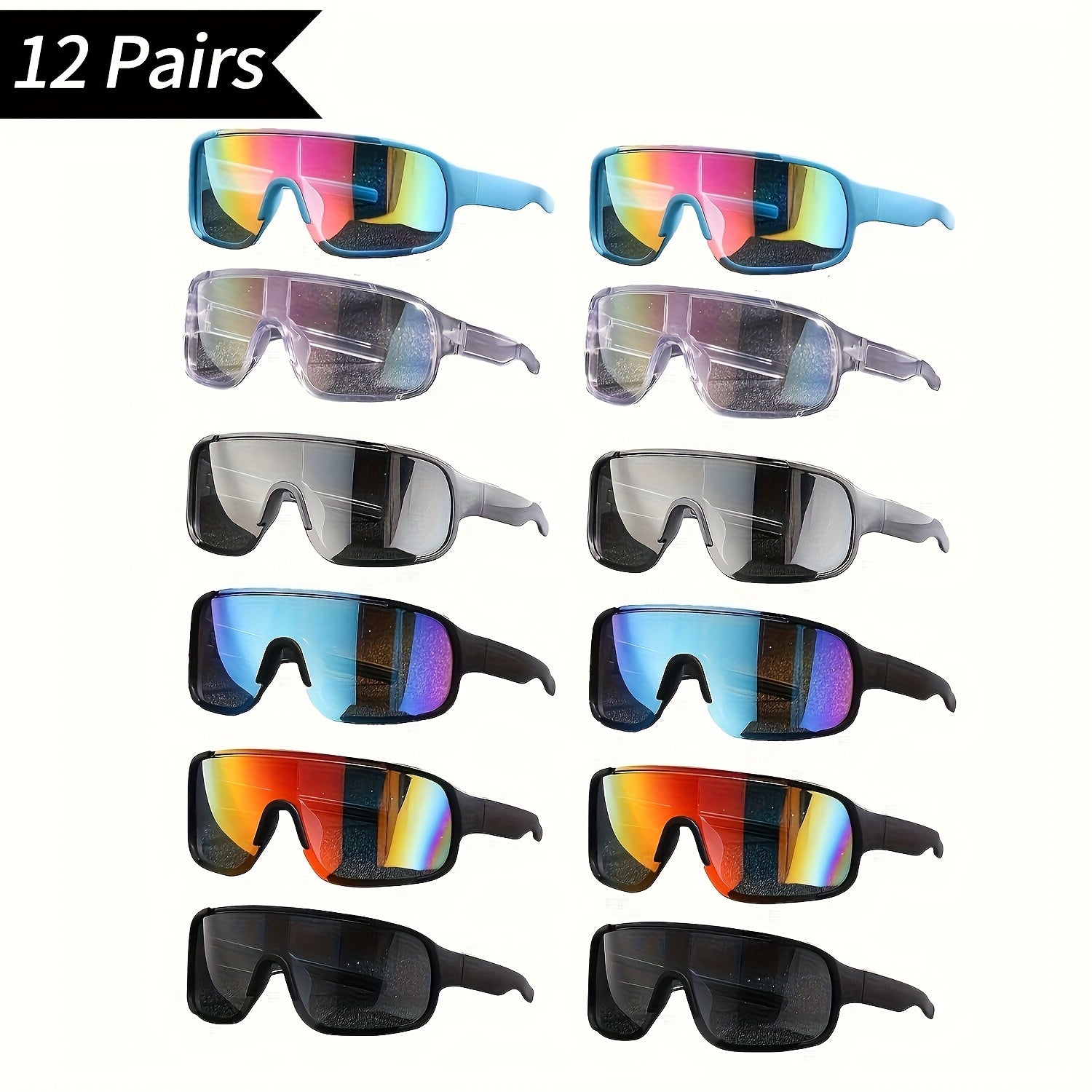 12/6 Pairs Of Men's And Women's Fashionable Sports Glasses - Lightweight PC Frame, UV Resistant, Durable, Anti Glare, High-definition Lenses - Suitable for Activities And Driving, Glasses Accessories