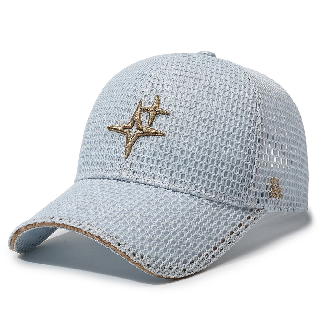 [Breathable Mesh Cap] New Breathable Mesh Baseball Cap, Unisex Star Embroidered Peaked Hat, Outdoor Casual Sunshade Cap