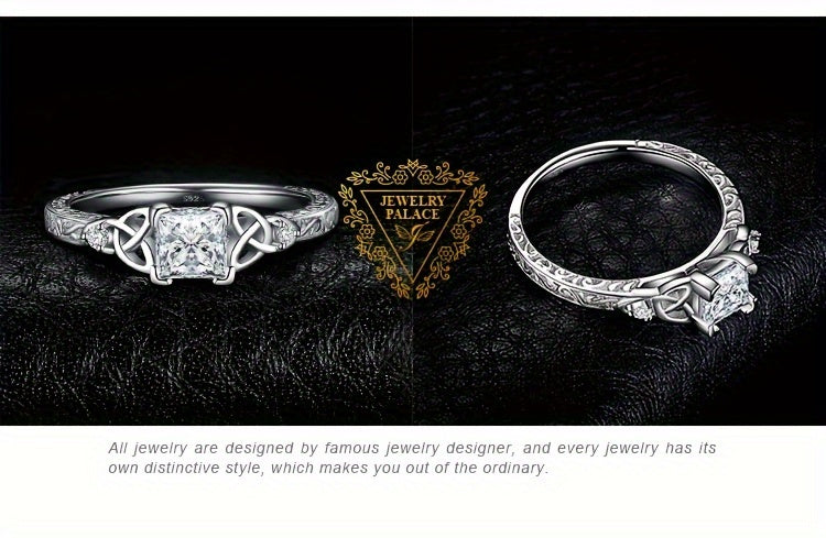 [Wedding Engagement Ring] 1pc 925 Sterling Silver Glamorous And Luxurious Exquisite Multi-Faceted Princess Cut Cubic Zirconia Decor Silvery Wedding Engagement Ring for Women Promise Love Engagement Bridal Band Ring