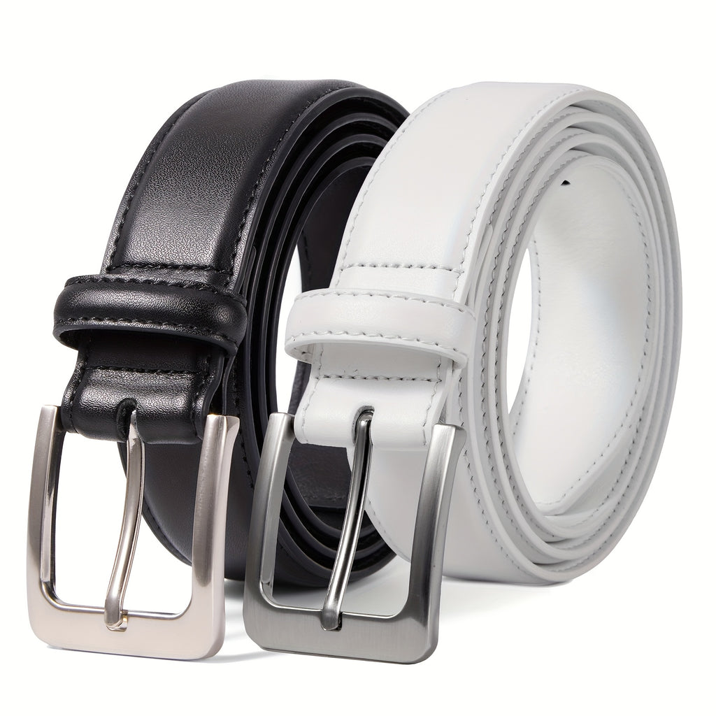 Set of 2 Men'S Belts Made from Genuine Leather, Suitable for Dress, Casual Wear, Golf, And Jeans, Measuring 1 3/8 Inches