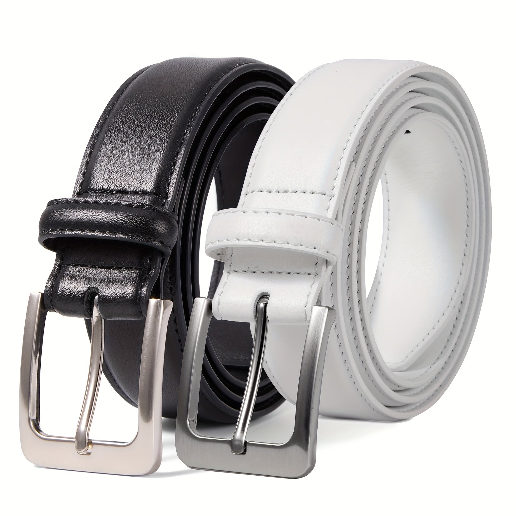 Set of 2 Men'S Belts Made from Genuine Leather, Suitable for Dress, Casual Wear, Golf, And Jeans, Measuring 1 3/8 Inches