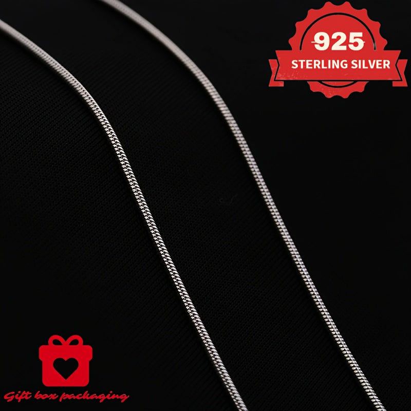 1mm Handmade Necklace, 925 Sterling Silvery Fashion Round Snake Chain Necklace, Unisex, Available In Sizes, Mother's Day, Daily Gift for Him/Her/Girlfriend, Comes In A Beautiful Gift Box, TotalWeight Of The Product(Silvery Gram Weight 6.24g)