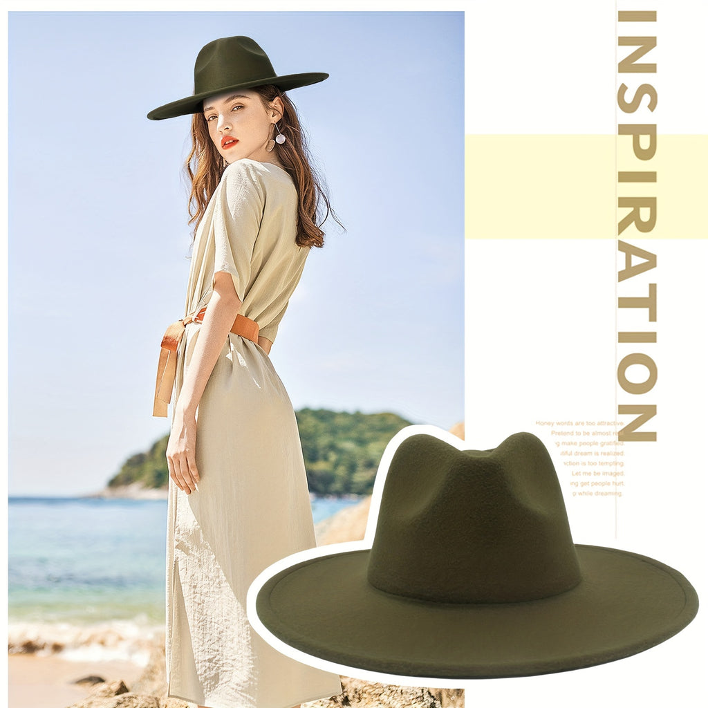 [Western Cowboy Hat] Classic Western Wide Brim Cowboy Cowgirl Felt Fedora Hat For Men Women Jazz Panama Cap Trilby