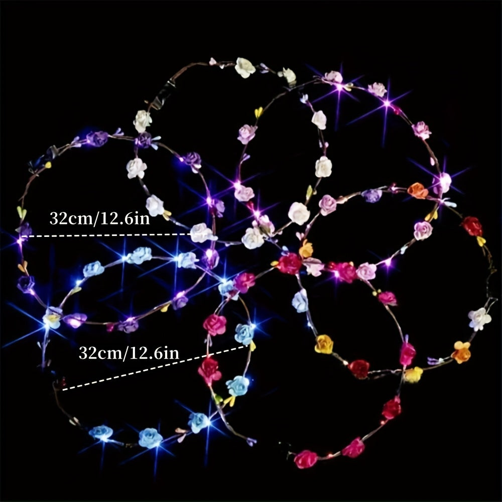 [Luminous Headdress] Random Color 10pcs/20pcs Of Luminous Garland Headdresses Suitable for Christmas Party, Role Play, Glow Party, Disco, Wedding, Birthday Party, Photography, Concert, Tailgate Party