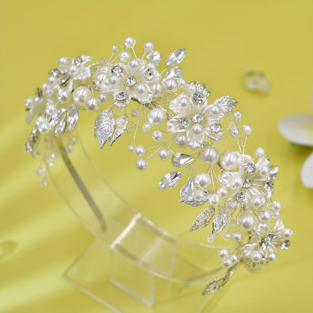 1pc Elegant Bridal Wedding Headpiece with Floral Crown - Handmade Resin Bridal Hair Accessory for Women Bohemian Style Bridesmaid Headband Perfect for Weddings And Formal Events, Wedding Hair Accessories for Bride Event Headwear