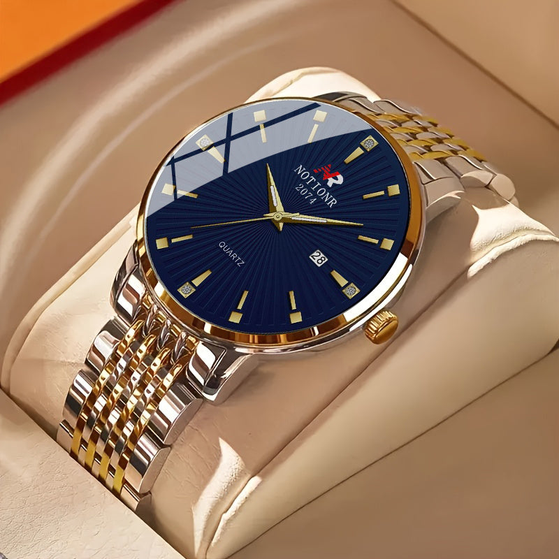 Men'S Wristwatch with a Stainless Steel Band, Featuring a Quartz Movement. This Minimalist Design Is Perfect for Business Occasions And Makes an Excellent Gift for Birthdays, Holidays, Or Valentine'S Day