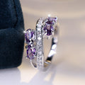 [Bride Wedding Ring] S925 Pure Silvery Purple Charm Ring Elegant Purple Synthetic Zirconia Ladies Ring | Bride Wedding Ring, Shiny Jewelry, Creative Design, Total Weight Of The Product (2.95g)