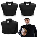 3pcs Clergy Tab Collar Dickey Clerical Bib Black Priest Collar with White Tab for Clergy Shirt Rope Unisex for Men Women