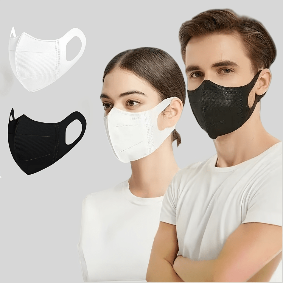 50-Pack Breathable Face Masks, Fashionable High-Elasticity Wide Ear Loops, Individually Packaged in White And Black, Daily Protection, Comfort Fit for Office Use Travel Outdoor Activities