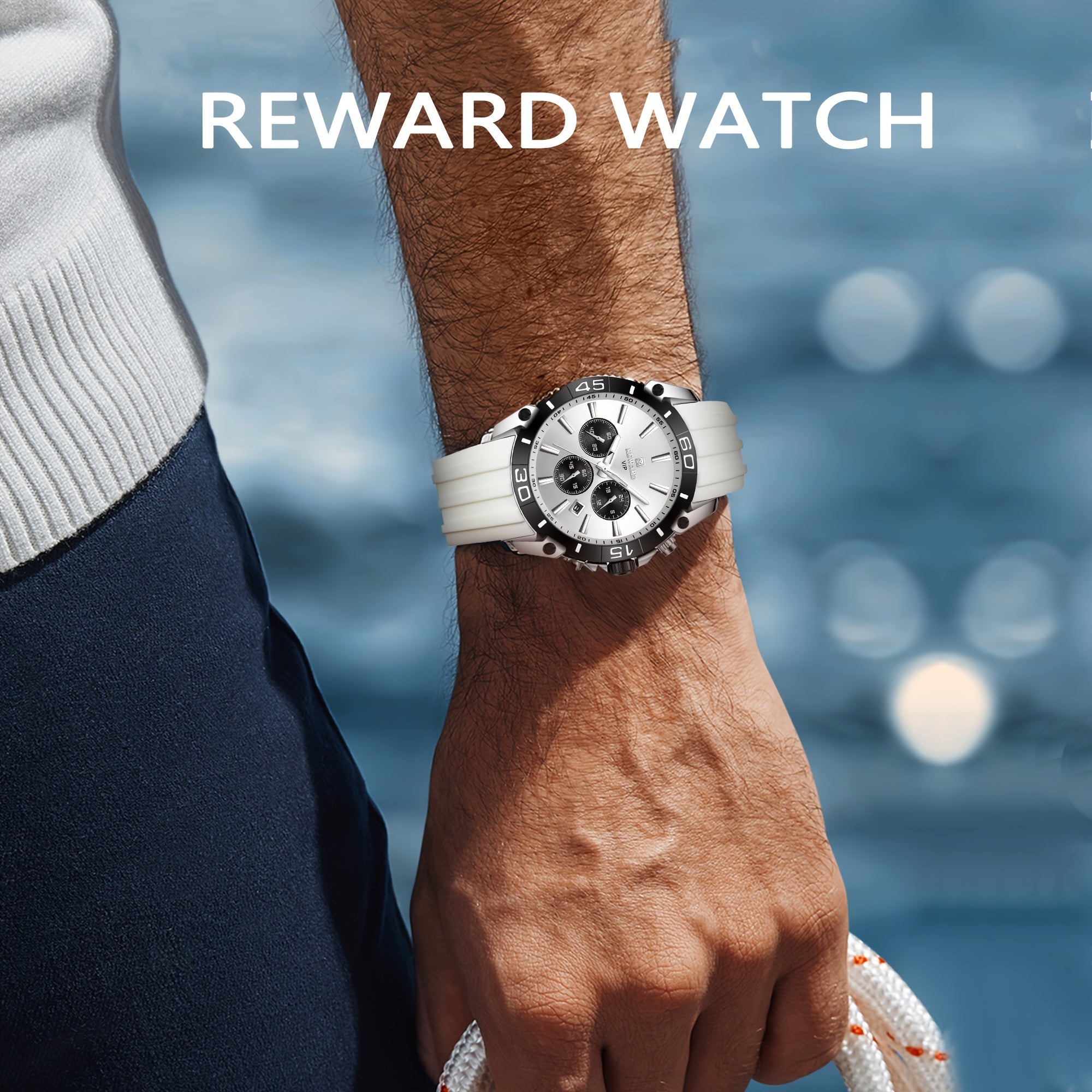 REWARD Men Watches Quartz Analog Luminous Date Wrist Watch Silicone Strap Luxury Casual Watch For Men