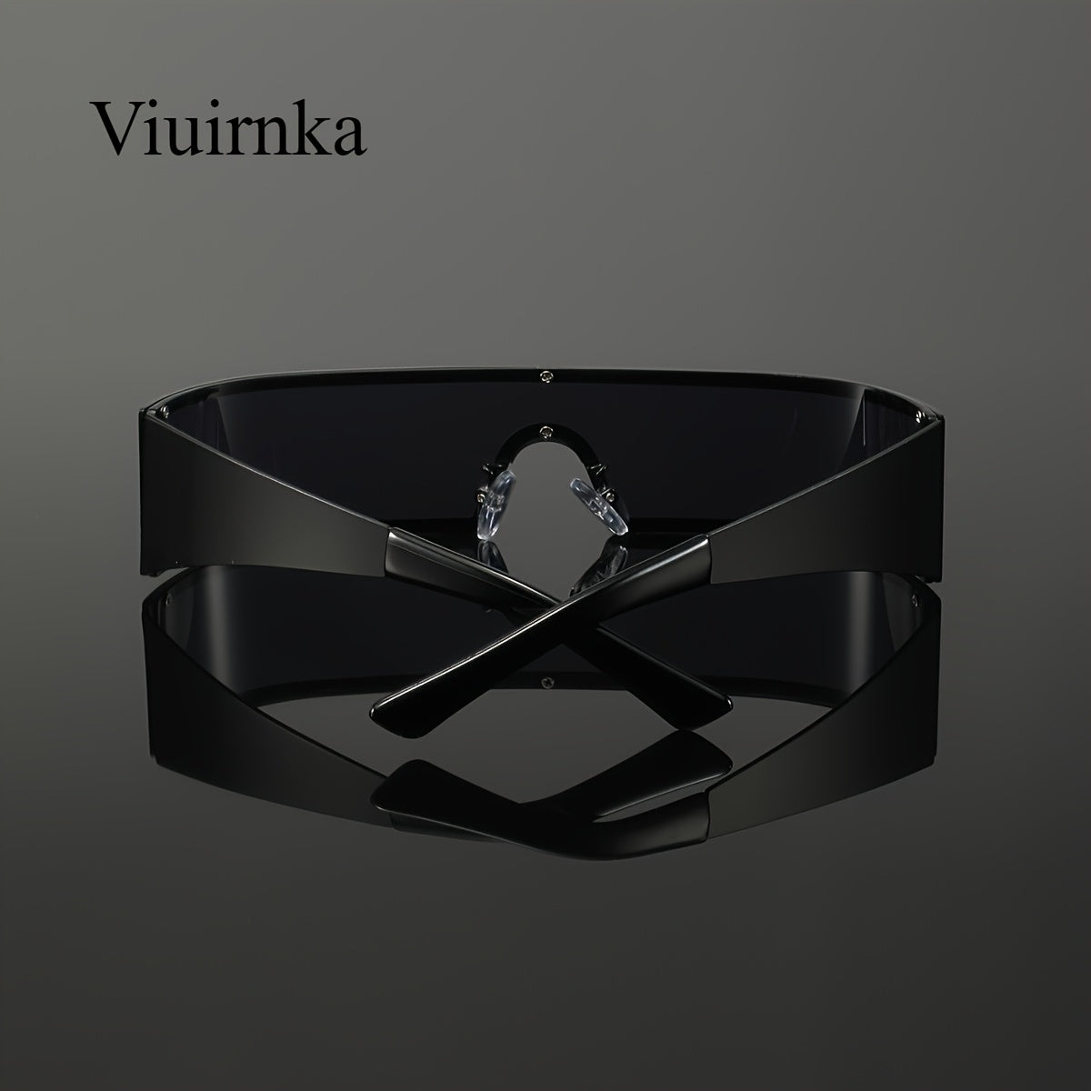 VIUIRNKA Men's Fashion Glasses, Cyberpunk Metal Wraparound Frame, Wide Temple Futuristic Design with Case, Lightweight Street Style Fashion, Perfect for Halloween & Christmas Gift Giving, Cool Quality Event Wear